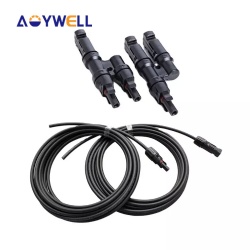 AOYWELL Solar PV Cable 10 AWG 12 AWG 14 AWG 2.5mm2 4mm2 6mm2 with solar connector